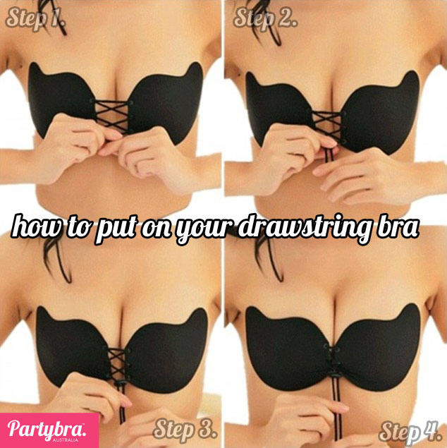 how to put on drawstring bra